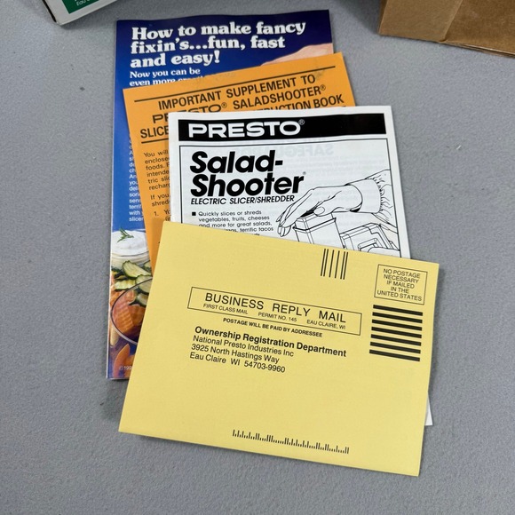 Vintage Presto SaladShooter Electric Slicer Shredder 02910 Cheese Grater In Box - Picture 12 of 14